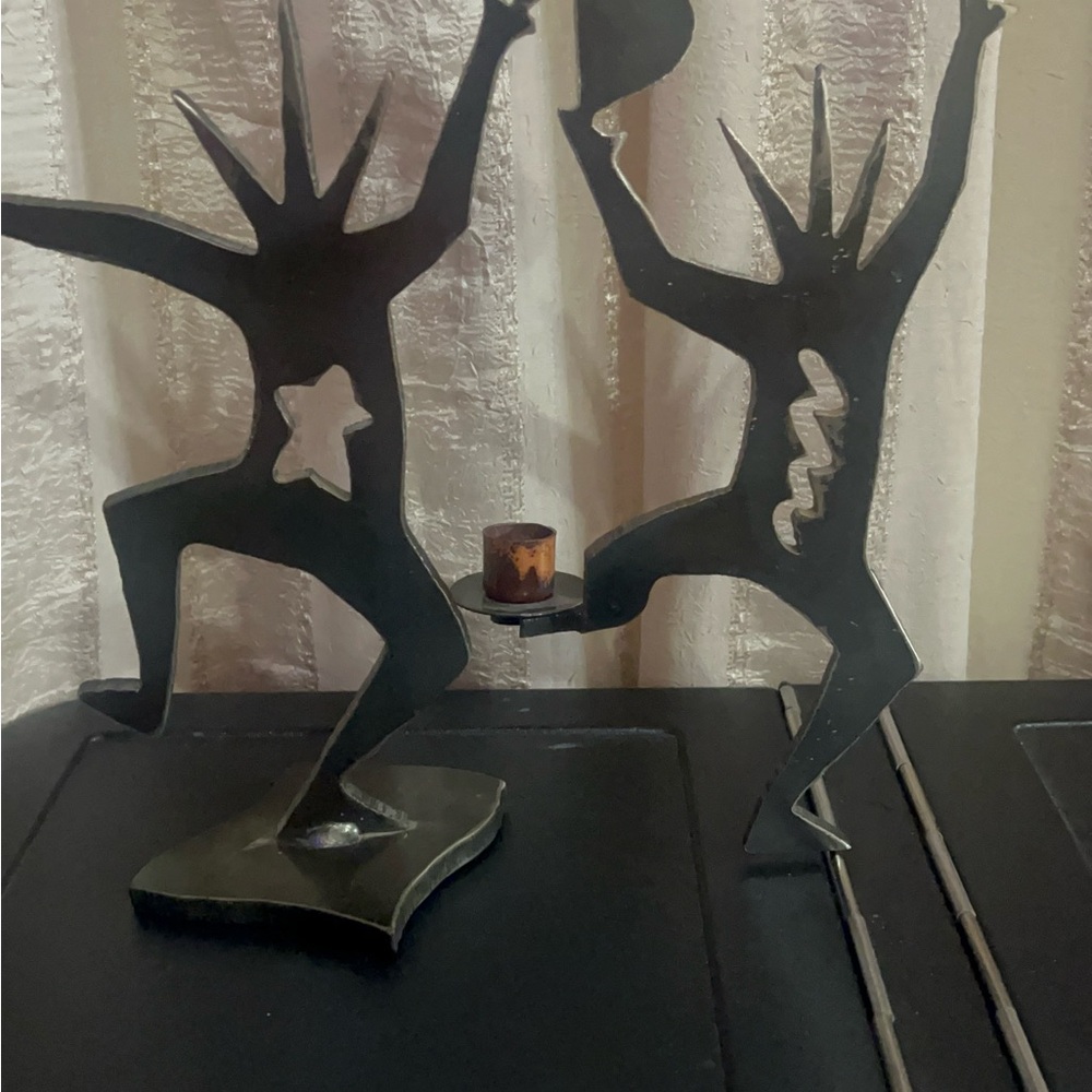Dancing Silhouette Metal Sculpture - Black and copper color